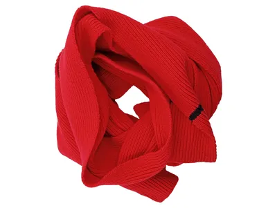 HUGO Herren Schal Schurwolle Rot Uni Rippstrick Modern 287cm
