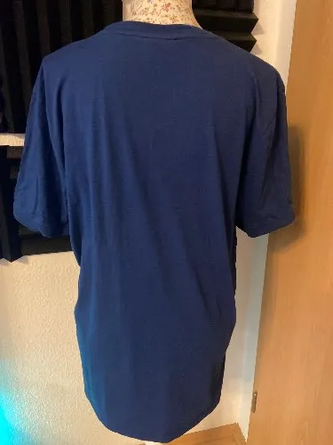 HUGO Herren T-Shirt Logo Patch Blau Gr. L Baumwolle Casual