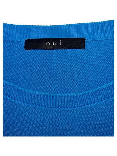 Oui Damen Pullover Strickpullover Gr. 44 XXL Türkis Bio-Baumwolle Basic