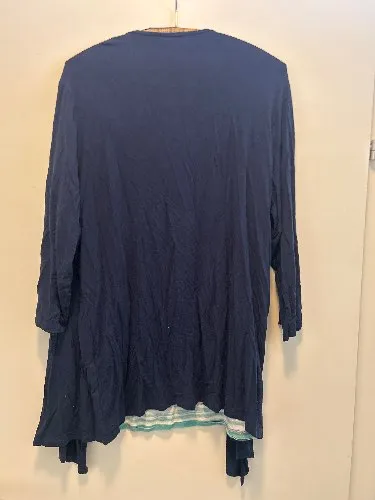 Grandiosa Damen Twin Set Strickjacke Top Gestreift Gr. 44 Blau Grün