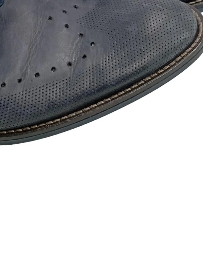 AM Shoe Company Derby Schnürschuhe Herren Leder Blau Lochmuster Gr. 43 3