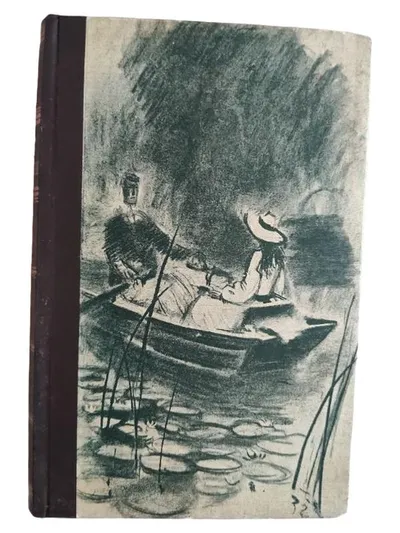 Antiquarisches Buch mit Bootsszene Vintage Halbleineneinband Romantik