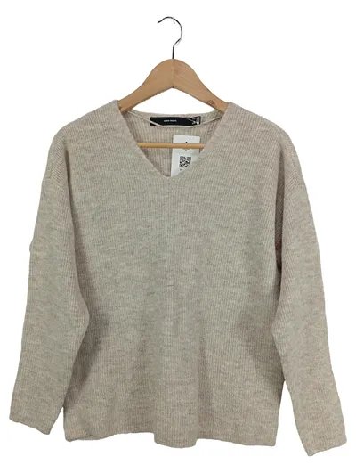 VERO MODA Damen Strickpullover V-Ausschnitt Beige Gr. S