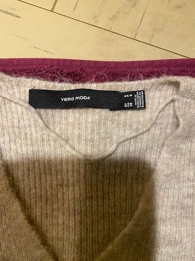 VERO MODA Damen Strickpullover V-Ausschnitt Beige Gr. S