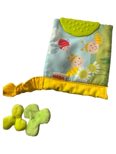 HABA Stoffbuch mit Beißring Bienen Blumenwiese Baby Fühlbuch Greifling