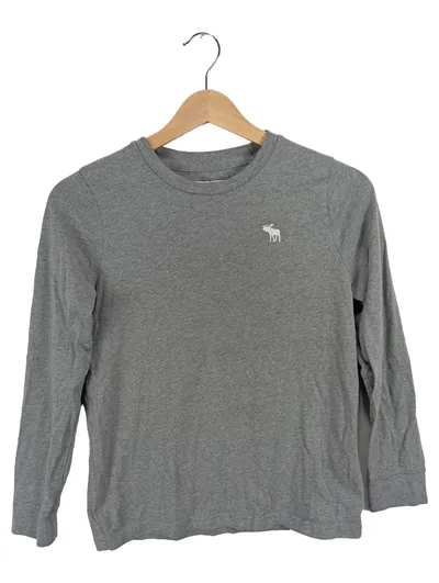 Abercrombie Kids Langarmshirt Grau Elch Meliert Logo Gr. 158 Kinder