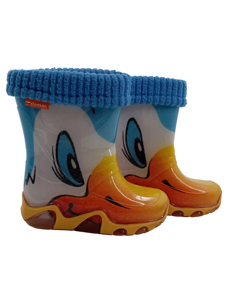 Demar Kinder Gummistiefel Ente Motiv Gr. 22/23 Mehrfarbig Gefüttert 1