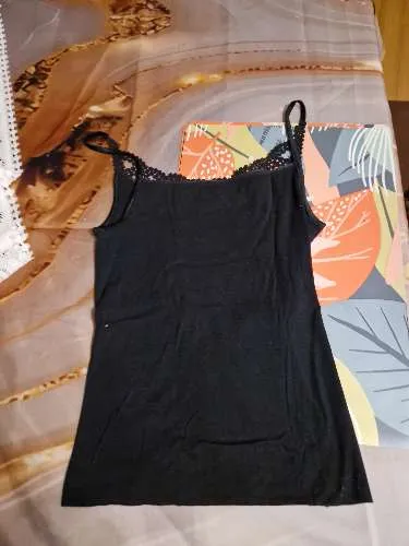 Calida Damen Top Spaghettiträger Spitze Schwarz Gr. XS 34