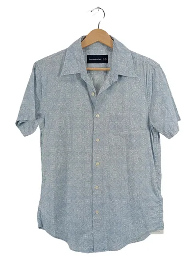 Abercrombie & Fitch Herren Kurzarmhemd Paisley Blau Gr. XS