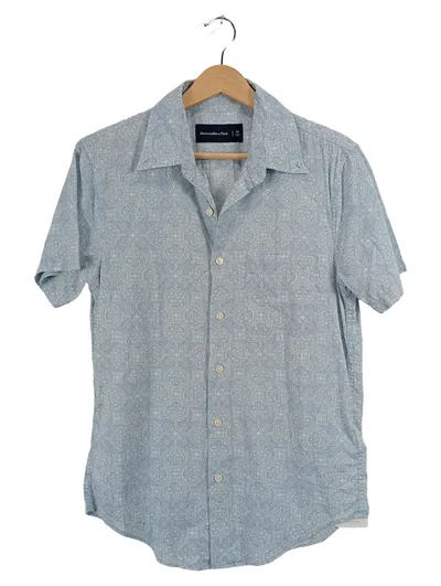 Abercrombie & Fitch Herren Kurzarmhemd Paisley Blau Gr. XS