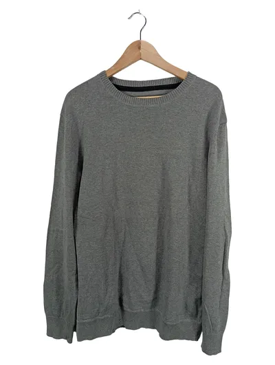 QS Herren Pullover Grau Gr. XXL Strickpullover Rundhals Baumwolle