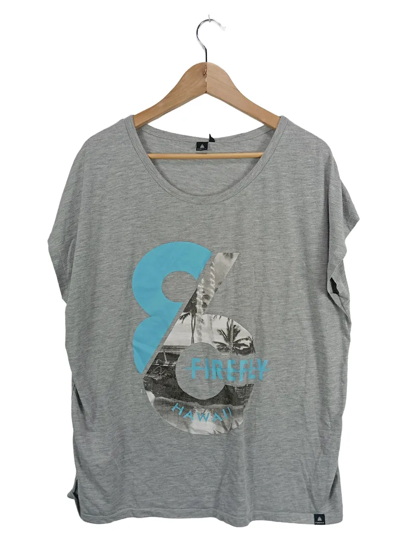 Firefly Damen T-Shirt Hawaii Gr. 44 Grau Meliert Logo-Print Casual 1