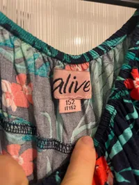 Alive Mädchen Jumpsuit Gr. 152 Blau Tropisch Floral Sommer Overall 2