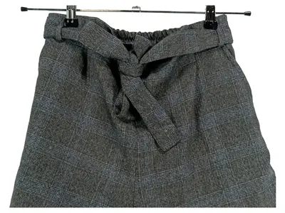 Damen High Waist Jeans Kariert Grau Polyester Gr. W27;36;M