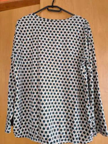 Steilmann Edition Damen Langarmshirt Gr. M 40/42 Punkte Beige Retro