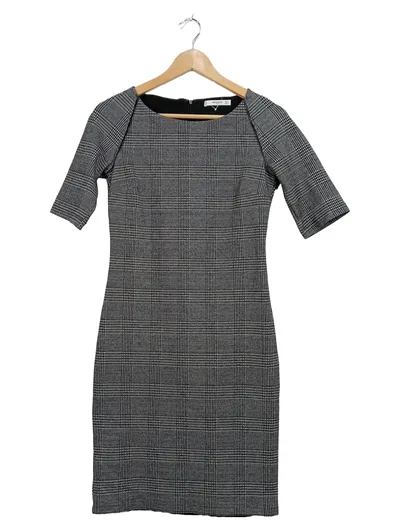 MANGO Suit Etuikleid Damen Gr. S/36 Grau Kariert Business Kleid