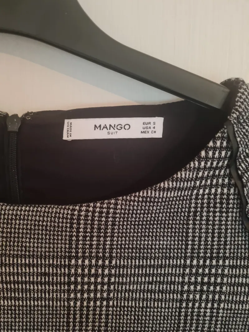 MANGO Suit Etuikleid Damen Gr. S/36 Grau Kariert Business Kleid 3