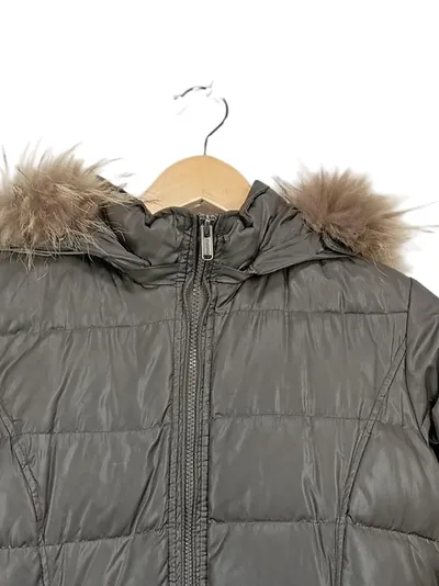 Bomboogie Damen Steppjacke Wintermantel Fellkragen Kapuze Grau Gr. S/36