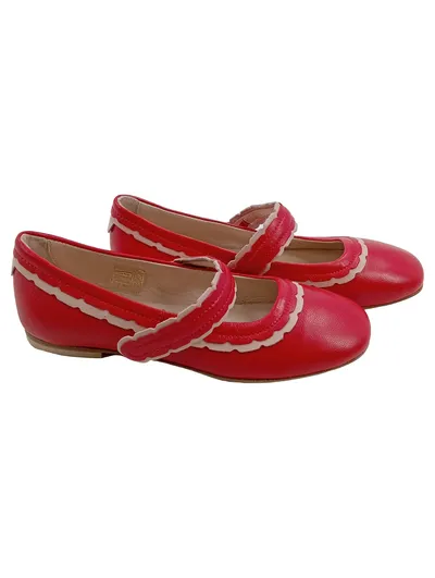 Emporio Armani Mädchen Ballerinas Rot Leder Mary Jane Gr. 28 Made in Italy