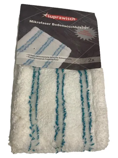 Suprawisch Mikrofaser Bodenwischbezüge 2er Set Weiß Blau Wischmopp Bezug