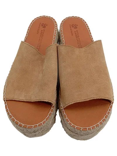Macarena Damen Espadrilles Plateau Sandalen Wildleder Beige Gr 38