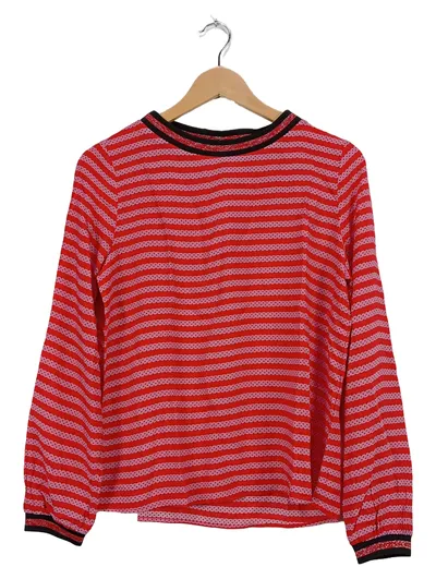Emily van den Bergh Shirt Damen Gr. 38 Rot Gestreift Langarm Viskose
