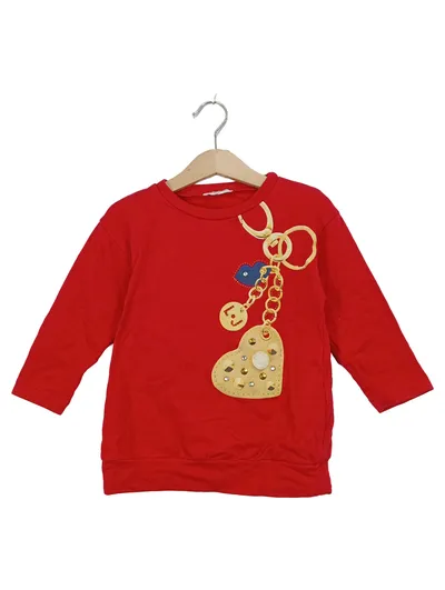 Liu Jo Mädchen Langarmshirt Gr. 86 Rot Herz Anhänger Nieten