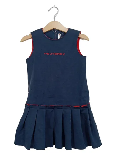 Peuterey Mädchen Sommerkleid Gr. 104 Blau Faltenrock Logo