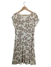 Ashley Brooke Damen Jerseykleid Blumenmuster Beige Gr. 40 Viskose 1