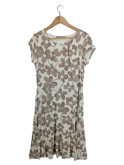 Ashley Brooke Damen Jerseykleid Blumenmuster Beige Gr. 40 Viskose