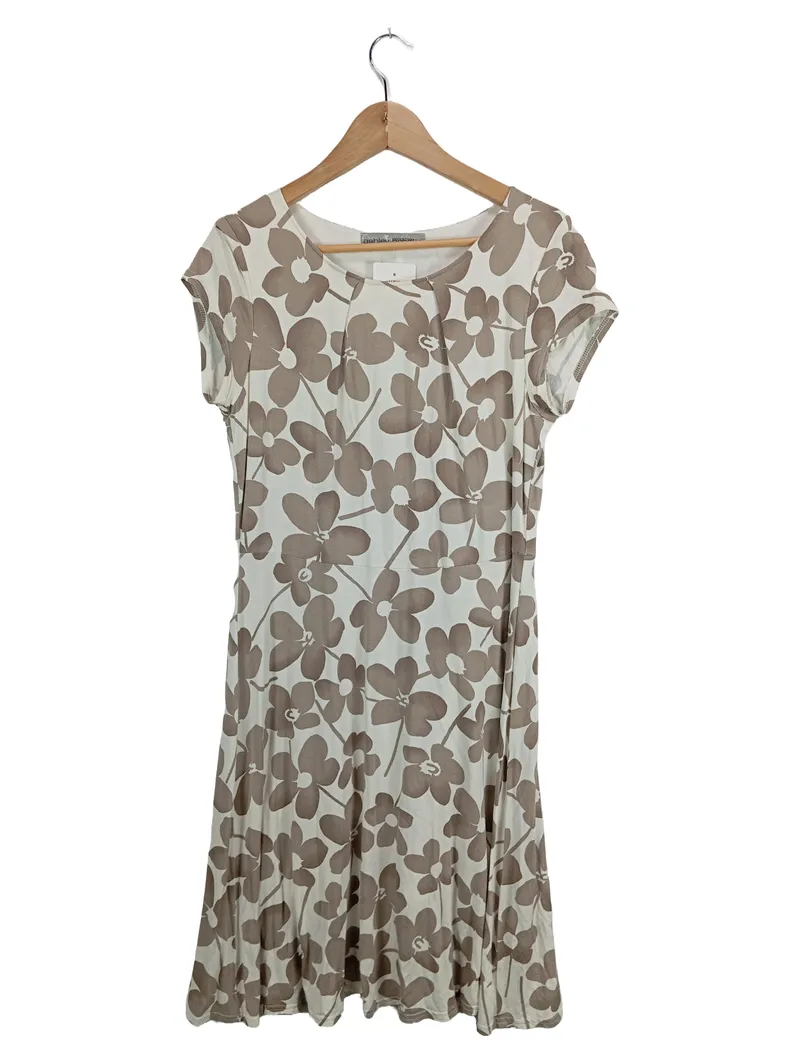 Ashley Brooke Damen Jerseykleid Blumenmuster Beige Gr. 40 Viskose 1