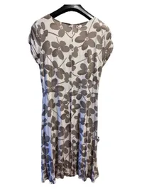Ashley Brooke Damen Jerseykleid Blumenmuster Beige Gr. 40 Viskose 2