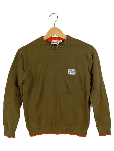 Timberland Kinder Pullover Langarm Uni Oliv Baumwolle Gr. 164