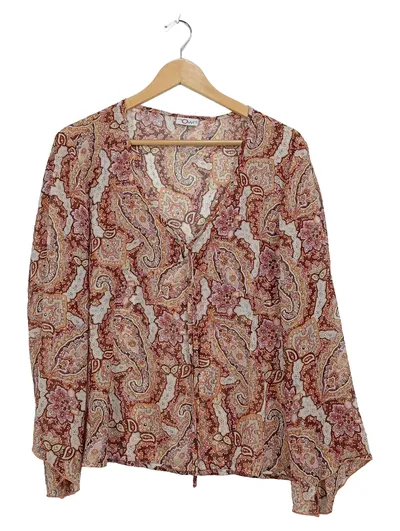 Markenlos Damen Bluse Langarm Paisley Boho Freizeit Mehrfarbig 46 3XL