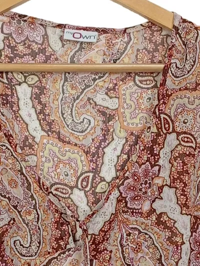 Markenlos Damen Bluse Langarm Paisley Boho Freizeit Mehrfarbig 46 3XL