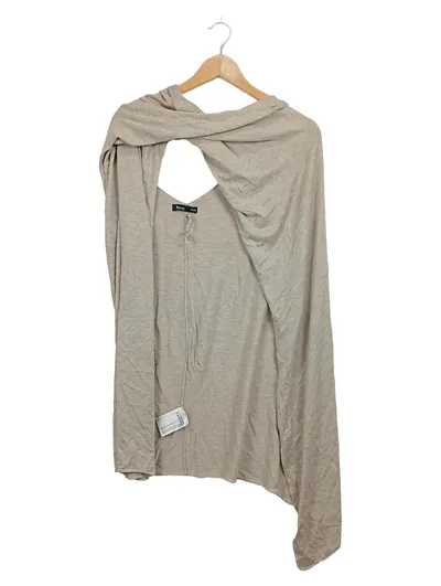 Flame Damen Poncho Schal Wasserfallausschnitt Beige One Size Viskose