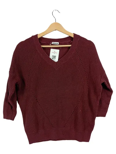Noisy May Damen Pullover Gr. XS Bordeaux Rot V-Ausschnitt Strick