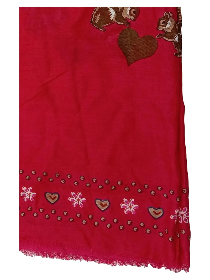 Alpenflüstern Damen Schal Pink Eichhörnchen Lebkuchenherz Tracht 103x51cm 2