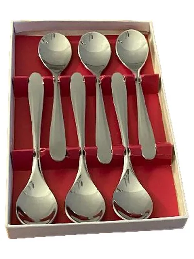 Tischfein Eierlöffel Set 6 Stück Edelstahl Silber Klassisch 12cm