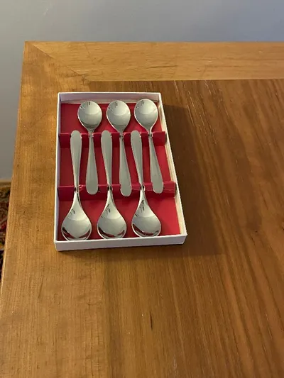 Tischfein Eierlöffel Set 6 Stück Edelstahl Silber Klassisch 12cm