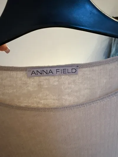 Anna Field Damen Langarmshirt Gr. L Beige Rippstrick Viskose Wolle