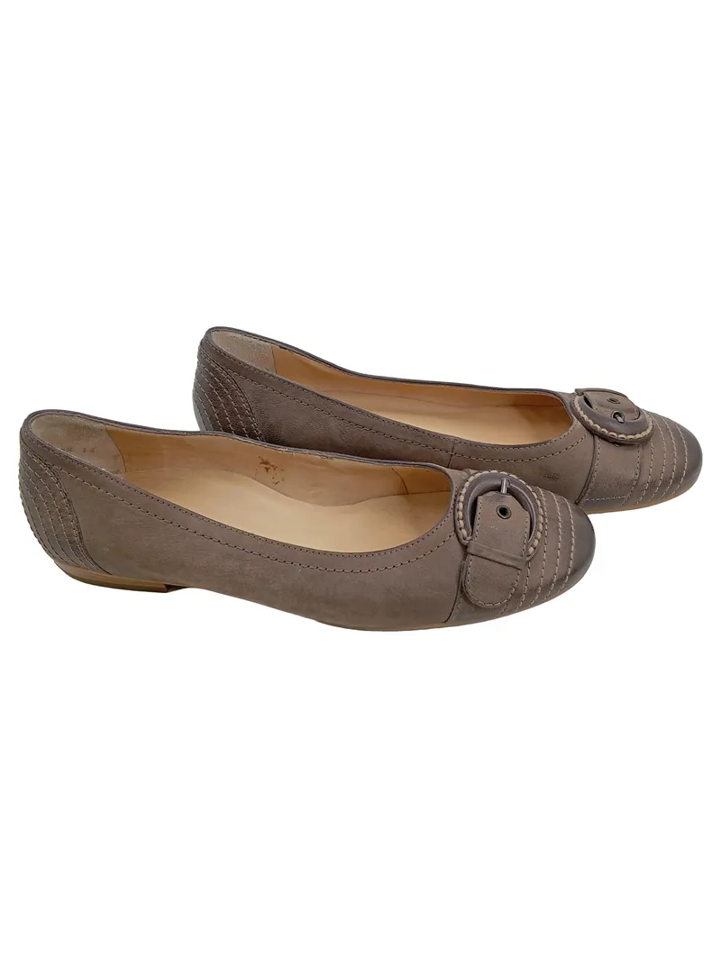Paul Green Damen Ballerinas Leder Beige Schnalle Gr. 39,5 Klassisch 1