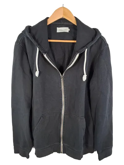Pier One Herren Kapuzenpullover Hoodie Sweatshirt Reißverschluss Schwarz XL