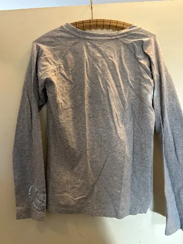 Lady M Damen Langarmshirt Gr. 42/XL Grau Flügel-Print Hearts Forever