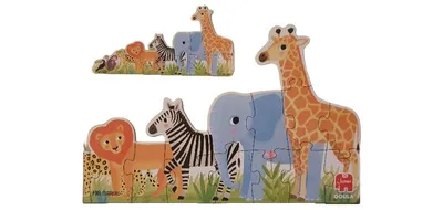 Goula XXL Puzzle Tiere Elefant Löwe Zebra Giraffe 16 Teile Kinder ab 2 J.