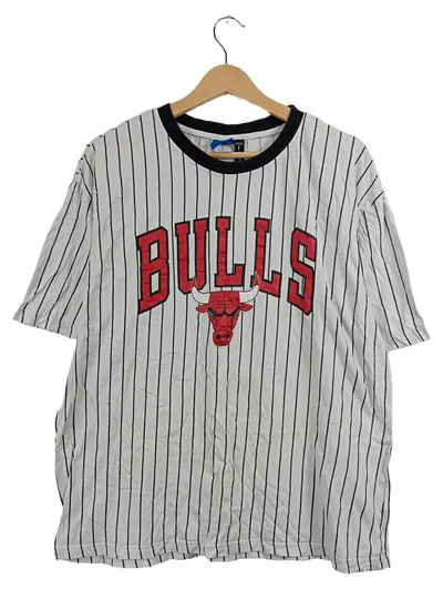 DeFacto NBA Chicago Bulls Fanshirt Herren Gr. M Weiß Nadelstreifen