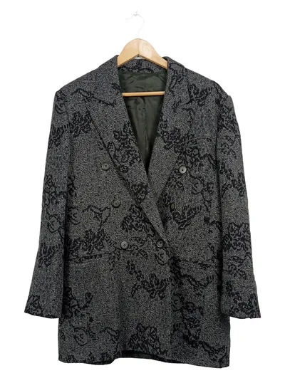 Mondi Damen Blazer Gr. 38 Grau Floral Vintage Zweireihig Made in Germany