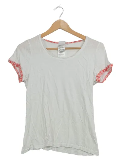 Queentex Damen T-Shirt Gr. S weiß Baumwolle Modal Kurzarm Casual