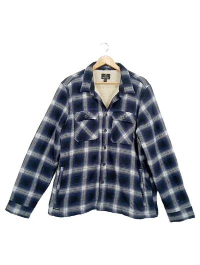 Threadbare Herren Karohemd Sherpa-Futter Flanell Jacke Blau XL