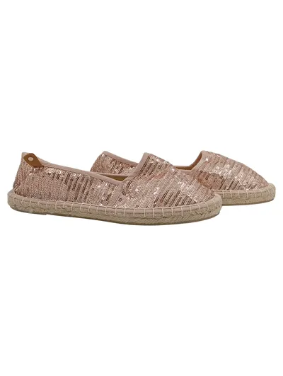 Tamaris Damen Espadrilles Pailletten Roségold Gr. 38 Slipper Sommer